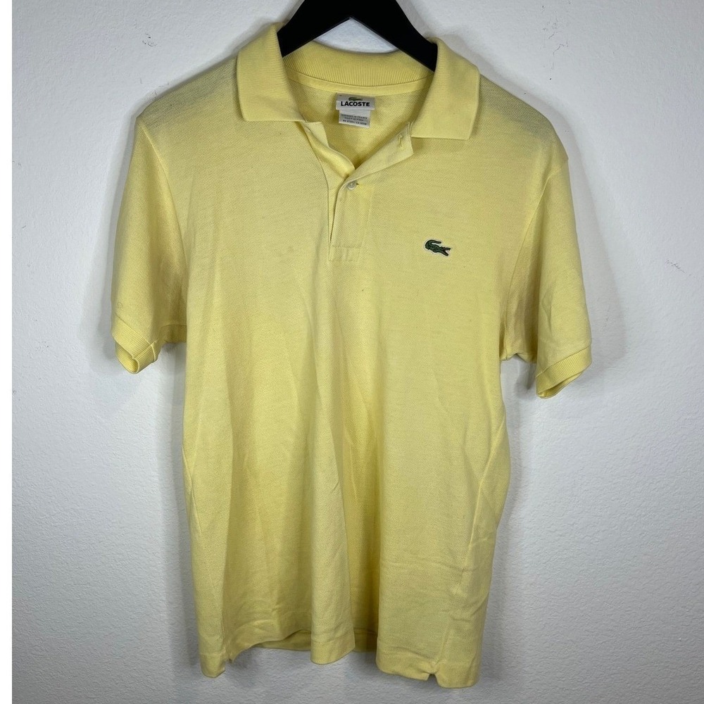 Lacoste Mens Polo Shirt Short Sleeve Pique Logo Yellow Size 3